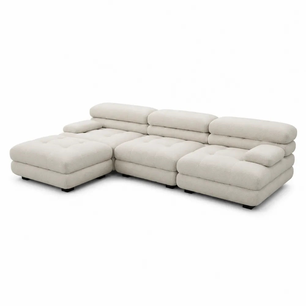 Modułowa sofa narożna L kształt beżowy tkanina poliestrowa 250cm