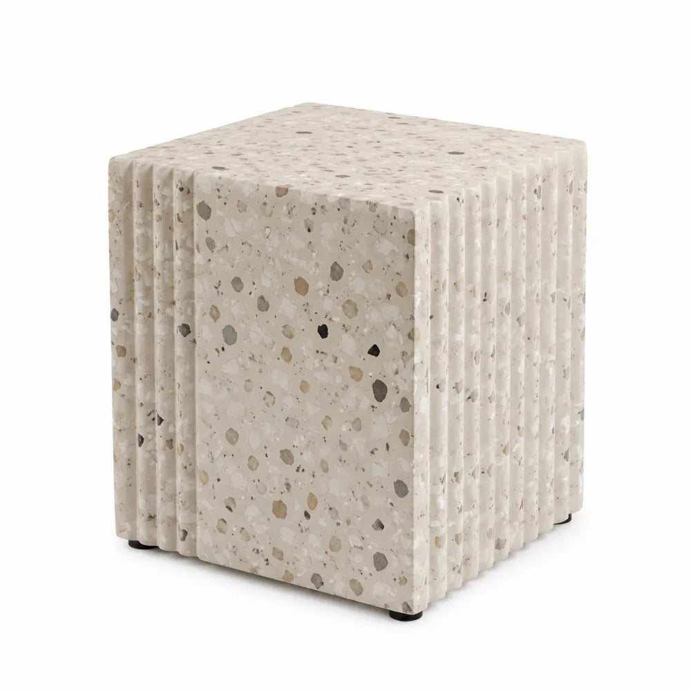 Stolik kwadratowy z konglomeratu terrazzo 45x35x35 cm beżowy