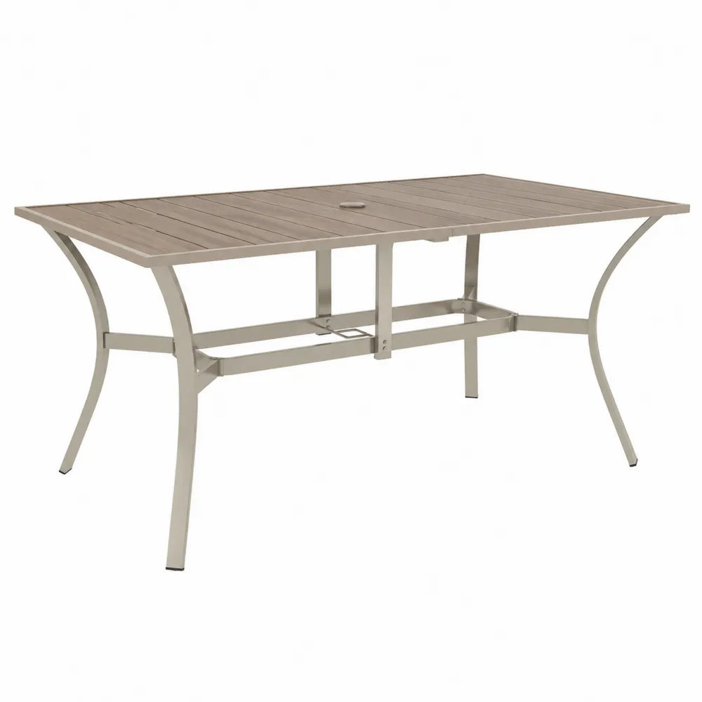 Stół ogrodowy aluminiowy z blatem kompozytowym 150 cm x 90 cm x 74 cm brązowy