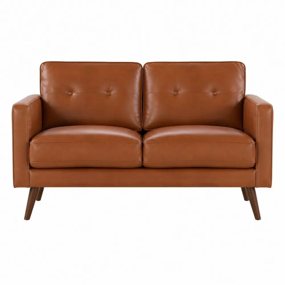 Dwuosobowa sofa skórzana brązowa
