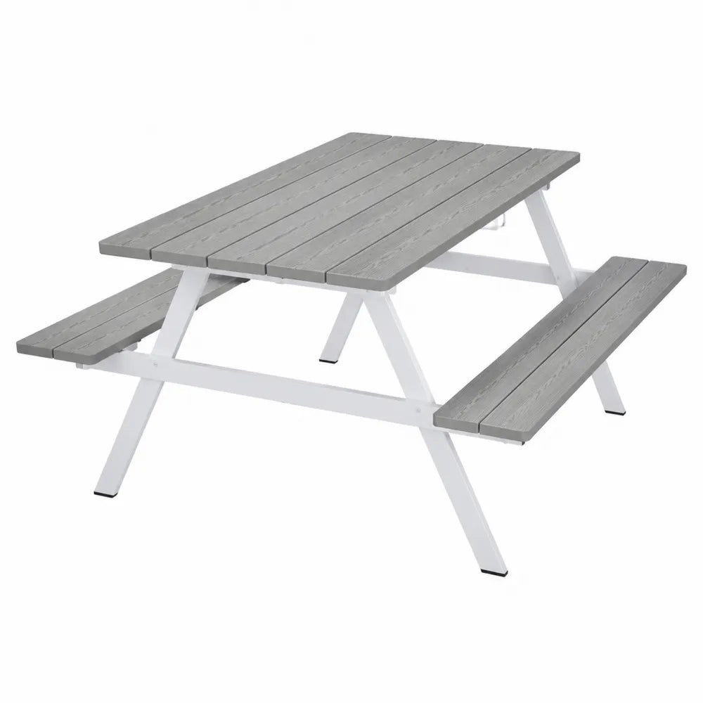 Stół piknikowy z aluminium i kompozytu drewnopodobnego szary 180 cm