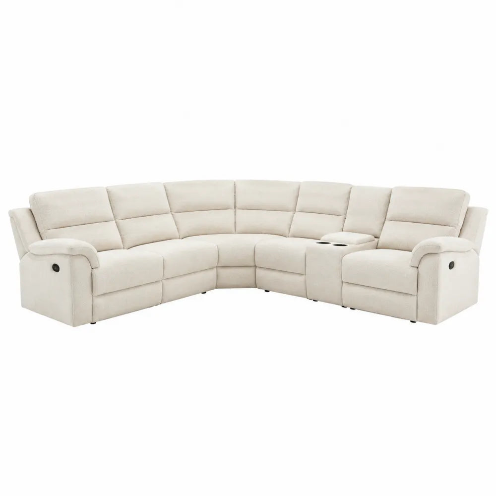 Kremowa modułowa sofa narożna z funkcją relaks, poliester, 270x270x90 cm