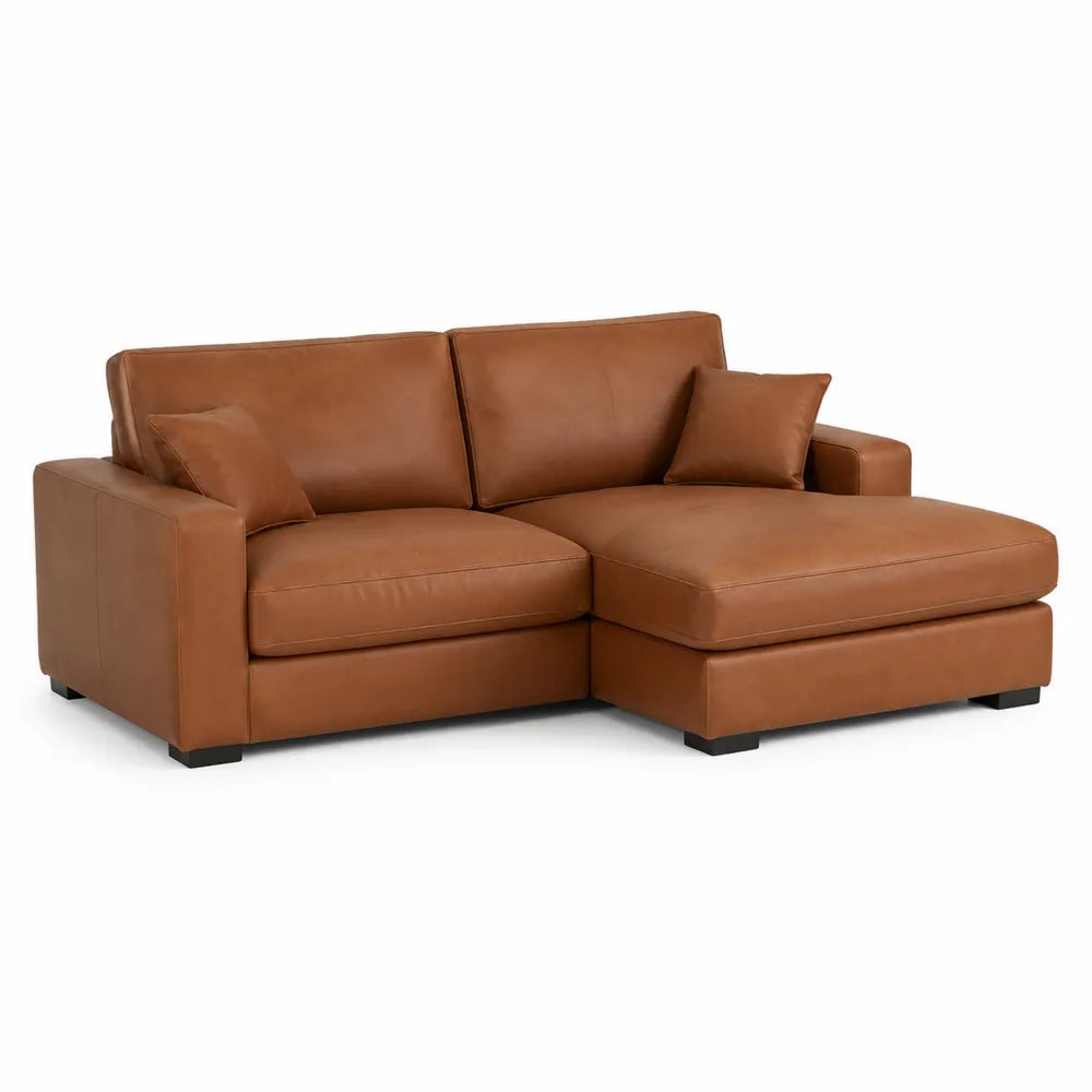 Sofa narożna z brązowej skóry 245 cm x 160 cm