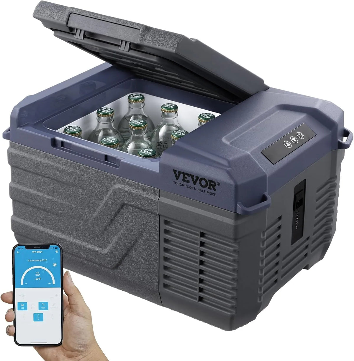 VEVOR, Lodówka, 9 l, -20 do 20°C, 24 V, mobilny, kemping, 2 strefy temperatur, jednostrefowy lód, Mini lodówka samochód 12, dla samochodów ciężarowych