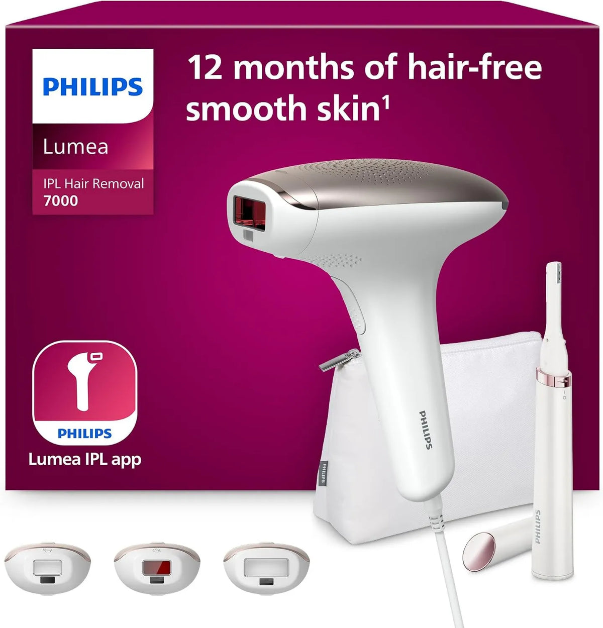 PHILIPS depilator IPL, BRI923 / 00 Aparatura, płyta IPS, biały, Lumea Advanced IPL Urządzenie do usuwania włosów z wykończeniem satyny Satin Compact biały BRI923/00
