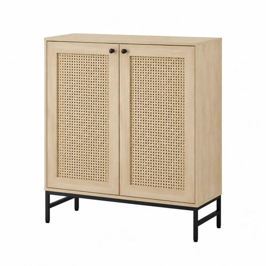 Szafka z rattanu i metalu, 80x35x100 cm