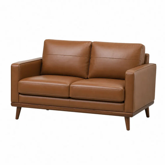 Skórzana dwuosobowa sofa brązowa 140 cm