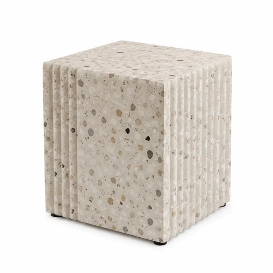 Stolik kwadratowy z konglomeratu terrazzo 45x35x35 cm beżowy