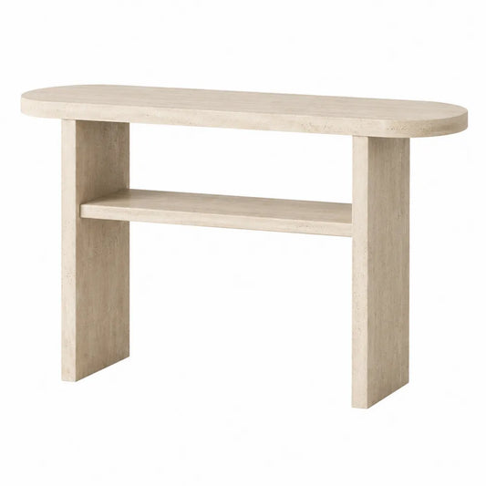 Konsola owalna z MDF 120x40x80 cm beżowa