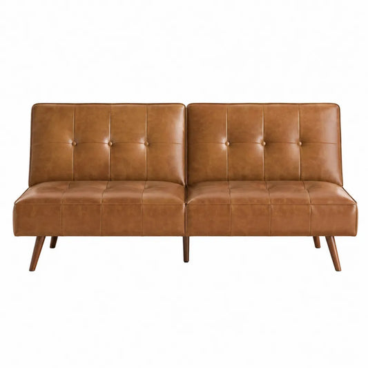 Sofa rozkładana ze skóry PU brązowa 200x90x85 cm
