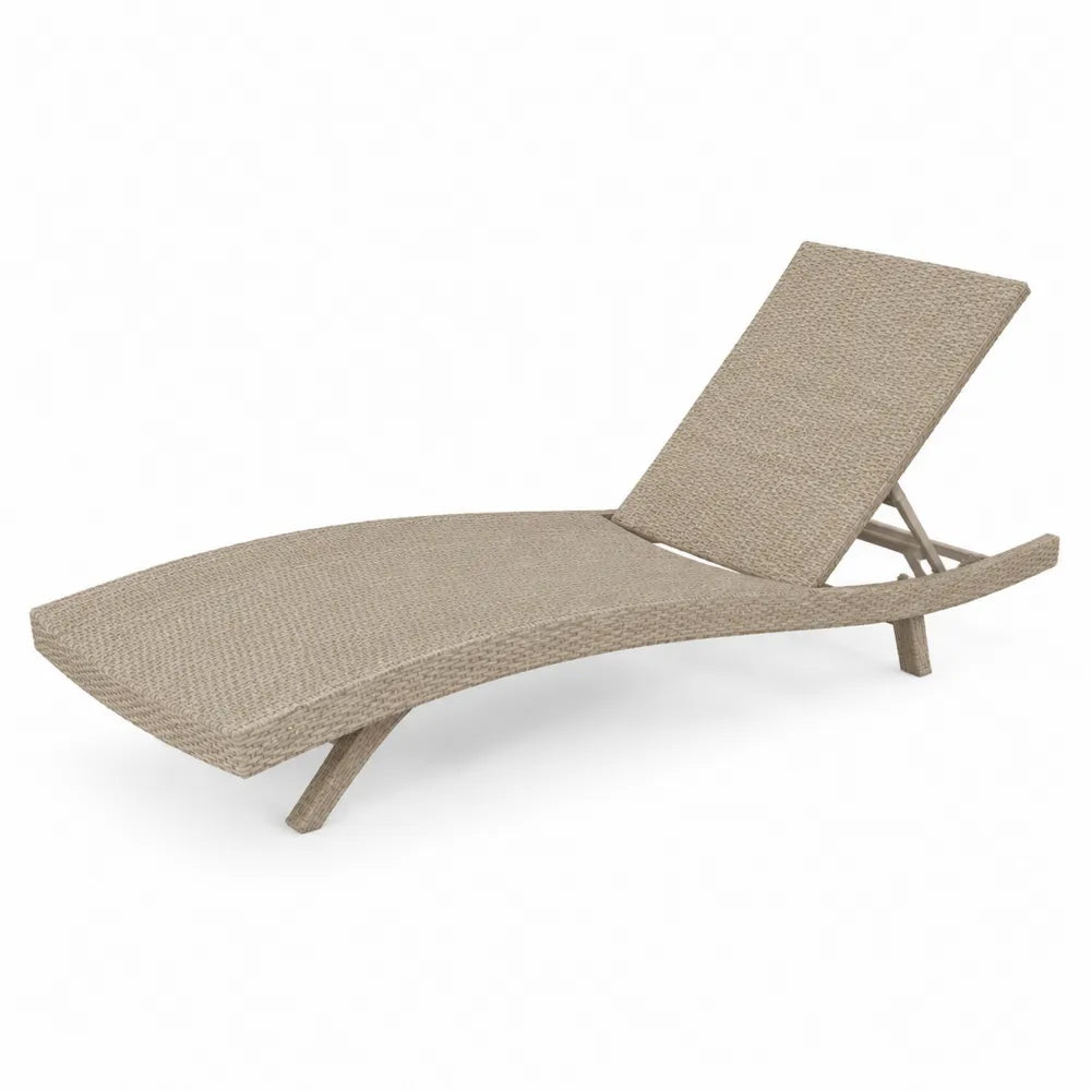 Leżak z regulowanym oparciem, 200 cm, rattan syntetyczny, beżowy