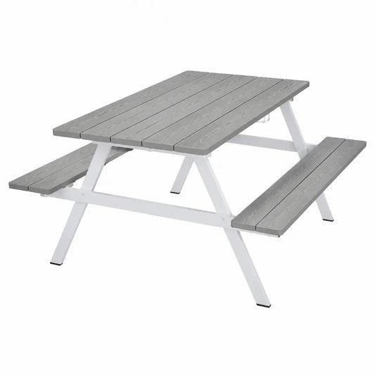 Stół piknikowy z aluminium i kompozytu drewnopodobnego szary 180 cm