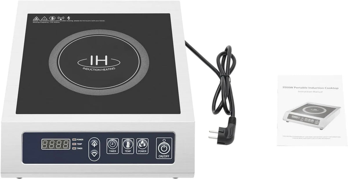 Owneed kuchenka przenośna, Płyta indukcyjna, 3500 W, 220 V, stół indukcyjny gotowania, przenośny, restauracja, kemping, 2 strefy temperaturowe, camper, kuchnia