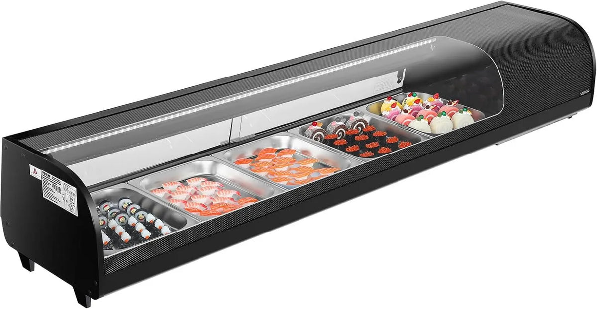Szafa, 315 mm, 1785 x 405 x 315 mm, VEVOR Szafka chłodzona do sushi 82 l, oświetleniem LED i cyfrową kontrolą temperatury, restauracji i sklepów