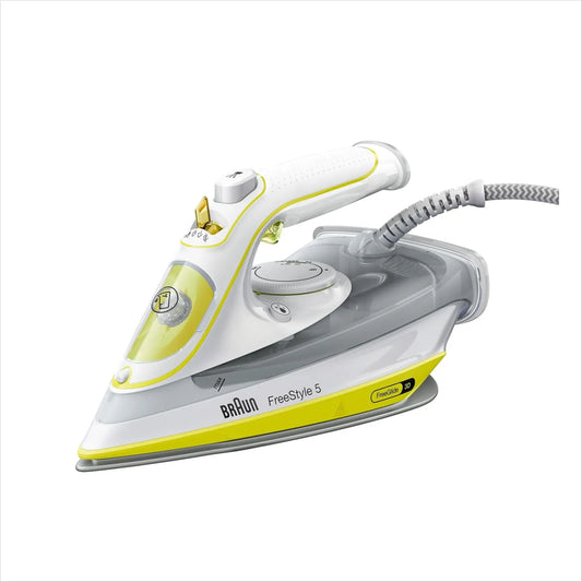 Braun żelazko parowe, SI5016YL Mocna para, Żelazko do toczenia parowego z solą superceramiczną, FreeStyle 5, System przeciwdławnicowy, Punkt Precyzji
