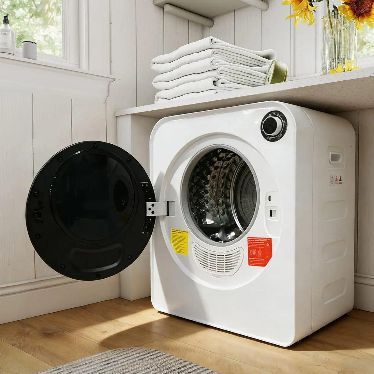 PUGSDRLY, Suszarka, 4 programów, 4 kg, montaż ścienny, 4K UHD, stal nierdzewna, biała, bębny ceramiczne PTC i ze stali nierdzewnej, suszarka do 4-bieli