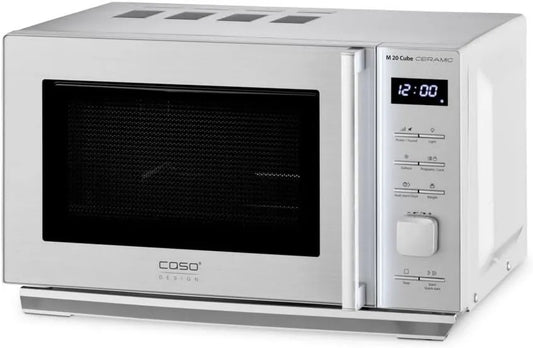Caso, Mikrofalówka, 20 l, 800 W, blokada, M 20 Cube Kuchenka mikrofalowa Srebrna ceramiczna 20 l 800 W dioda LED Wyświetlacz dla dzieci Bezpieczeństwo
