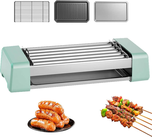 Generic, Piec do grillowania, 500 W, powłoka non- stick, restauracja, zielony, piec Sausisse 500 W, 5 Walców non- stick