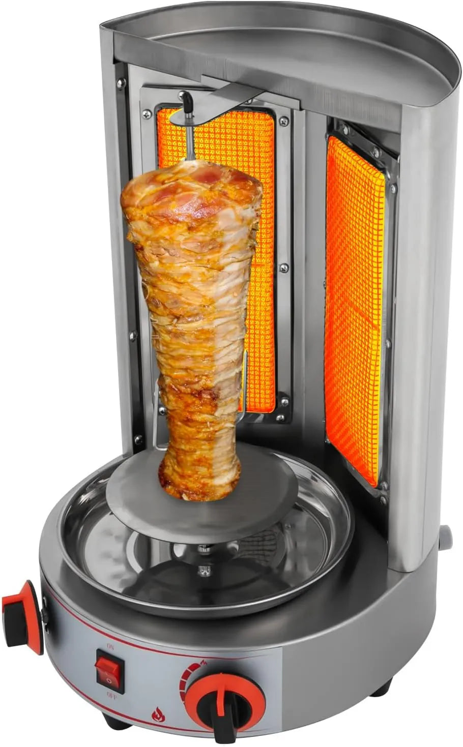 Płyta gazowa, 4,3 kW, funkcja grilla, pionowy grill do kebaba, obrotowy rożen do kurczaka, grill do szaszłyków dla wieprzowiny, kurczaka i pieczeni