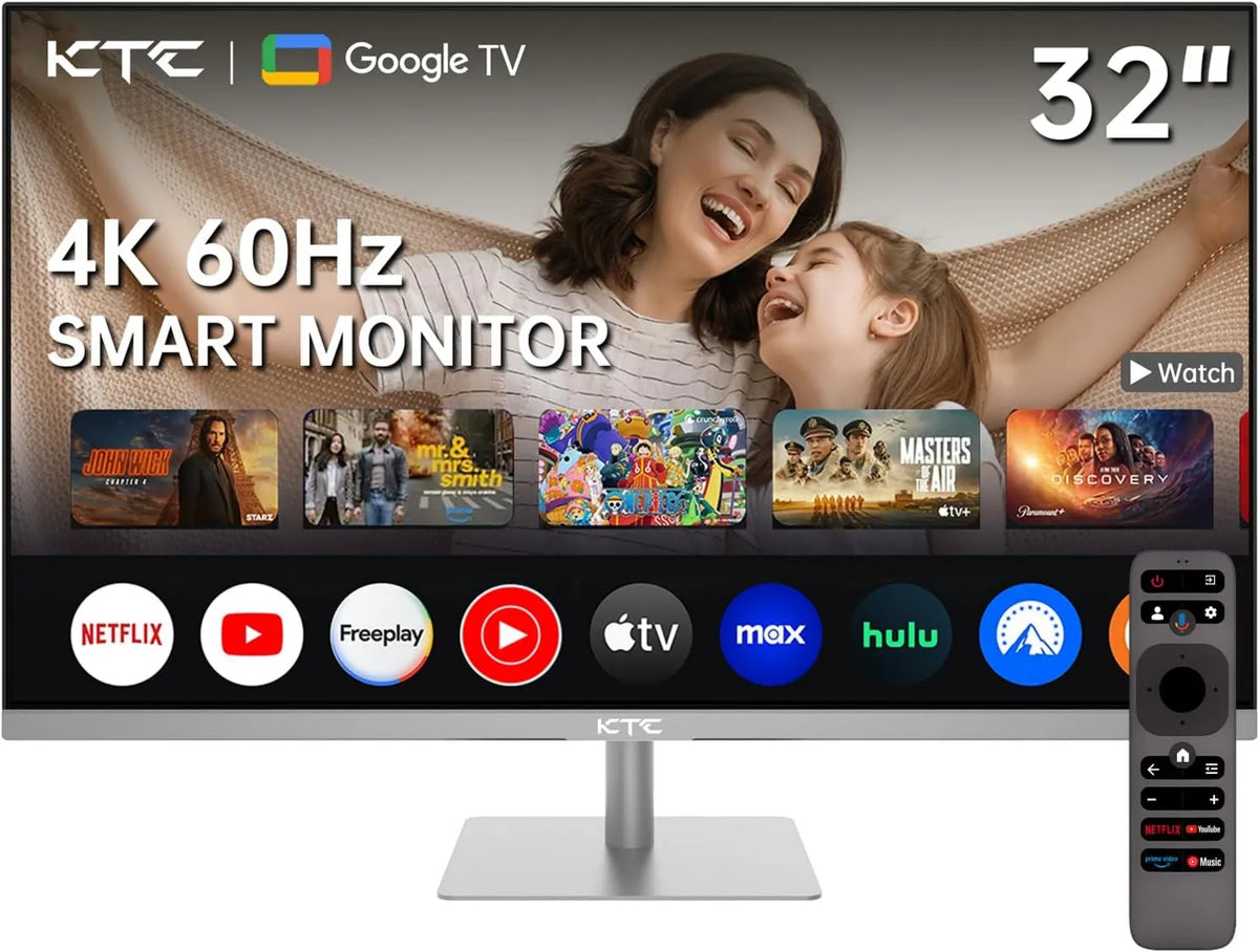KTC monitor komputerowy, Monitor, 32 cale, 60 Hz, WiFi, Bluetooth, 4K UHD, HDMI, USB, PD 65 W USB C, Dolby, DP 1, KVM, 4K @ 60 Hz, DP 1.4, Głośnik, Voice Remote