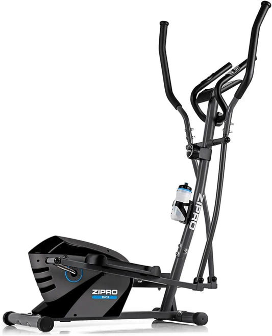 Rower, 8 poziomów, ZIPRO Shox RS Orbitrek Magnetyczny, Domowy Rowerek Eliptyczny z Kółkami Transportowymi, 8 Poziomów Oporu, Piankowe Uchwyty