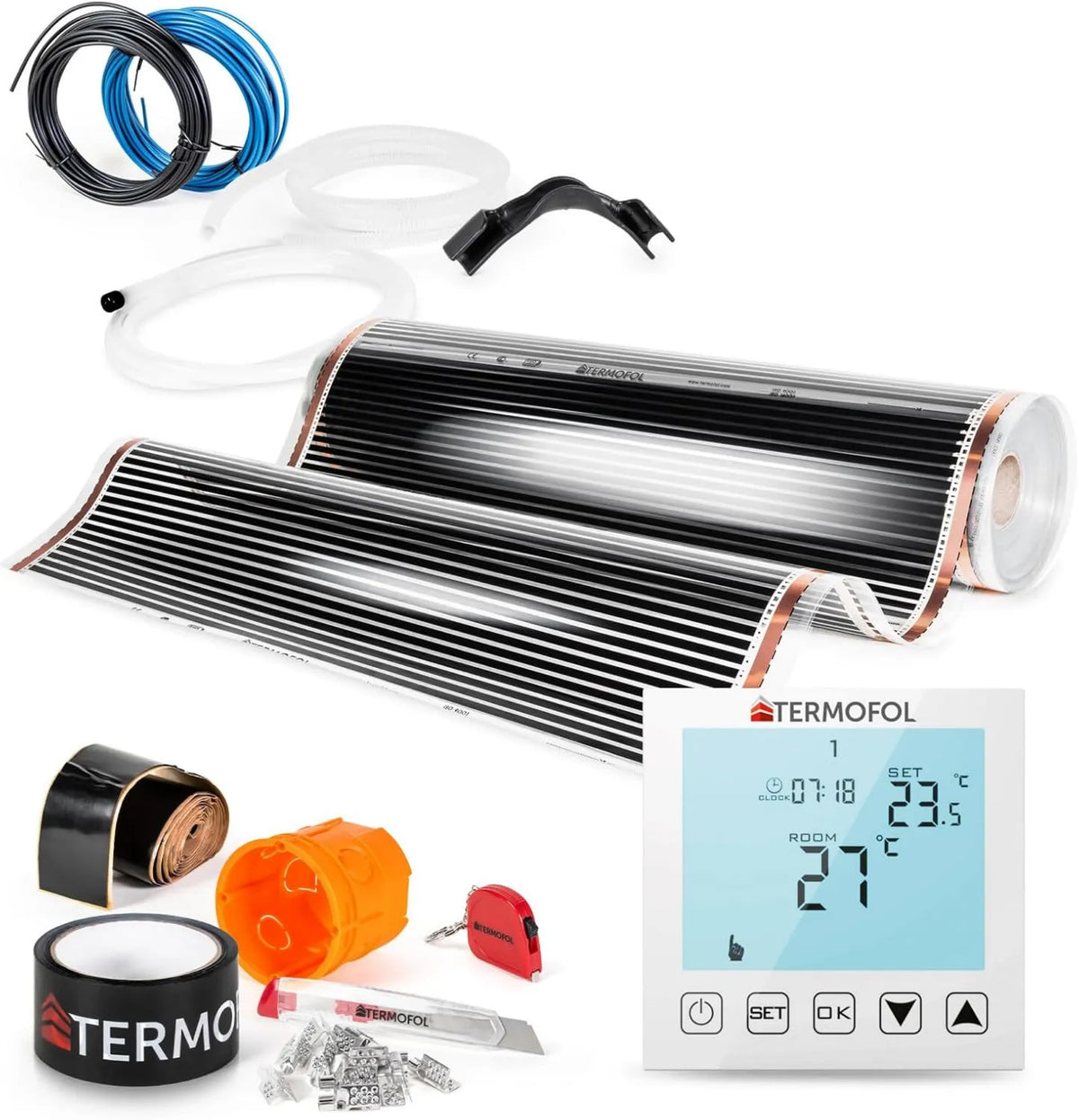 Termofol, Inteligentny termostat 60 W / m2, 60 W, 230 V, Moc grzewcza, Ogrzewanie dywany z H1 Termostat 230 V, Powierzchnia 14 m² 60 W/m2
