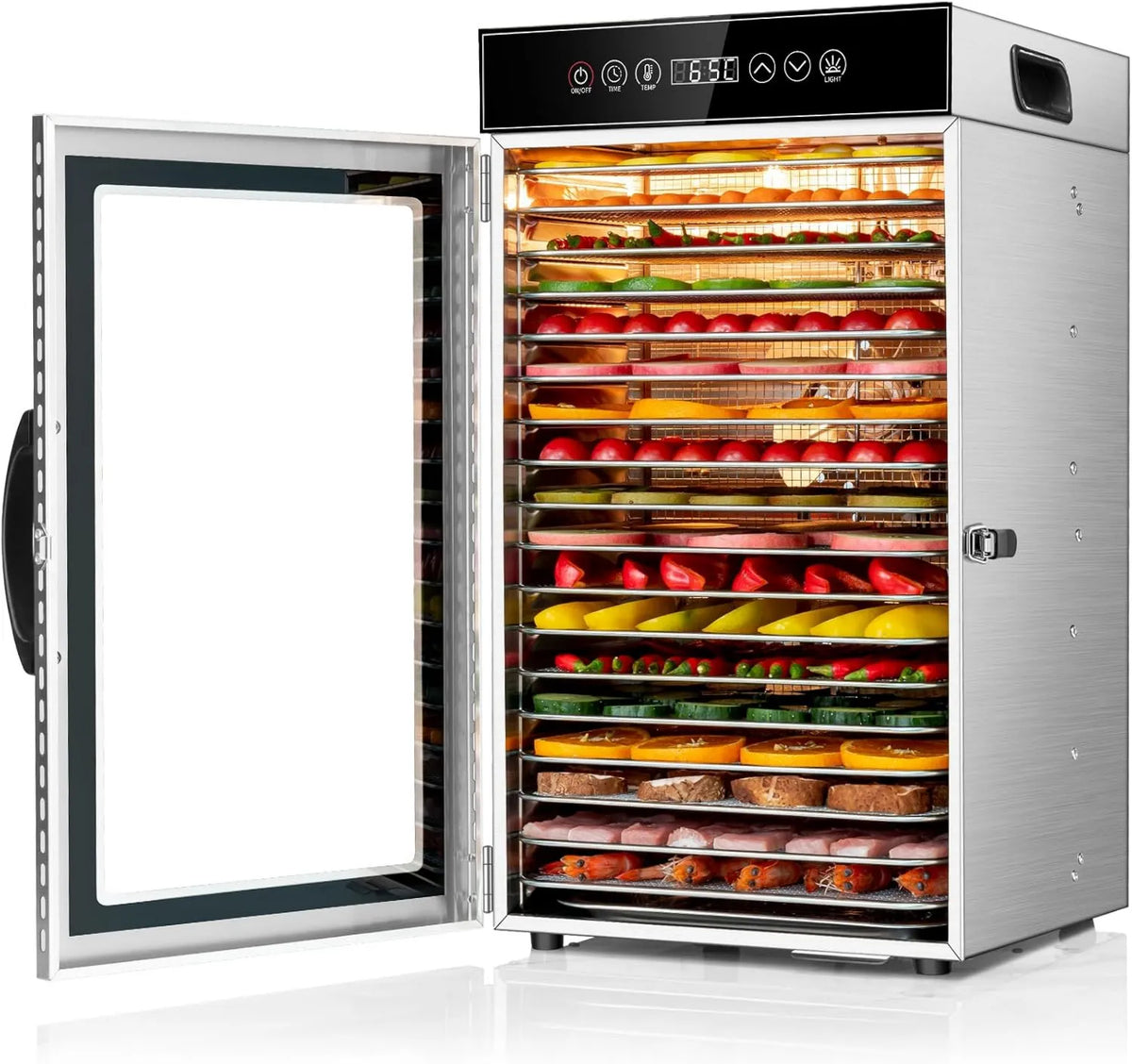 Kwasyo suszarka do żywności, Duża pojemność do mięsa, owoców, Kwasio profesjonalny Food Dehydrater 18 Płyty, 800 W Stal nierdzewna Dehydrater z cyrkulacją