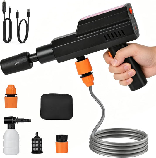 Anosuwa, Wysokie ciśnienie czyszczarka 12, 000 mAh, 12 V, duży zbiornik, USB, 4 poziomów ciśnienia, USB- C i 12 V samochód ładowanie, 5 m rury, 5 w 1 Bus 12000 mAh