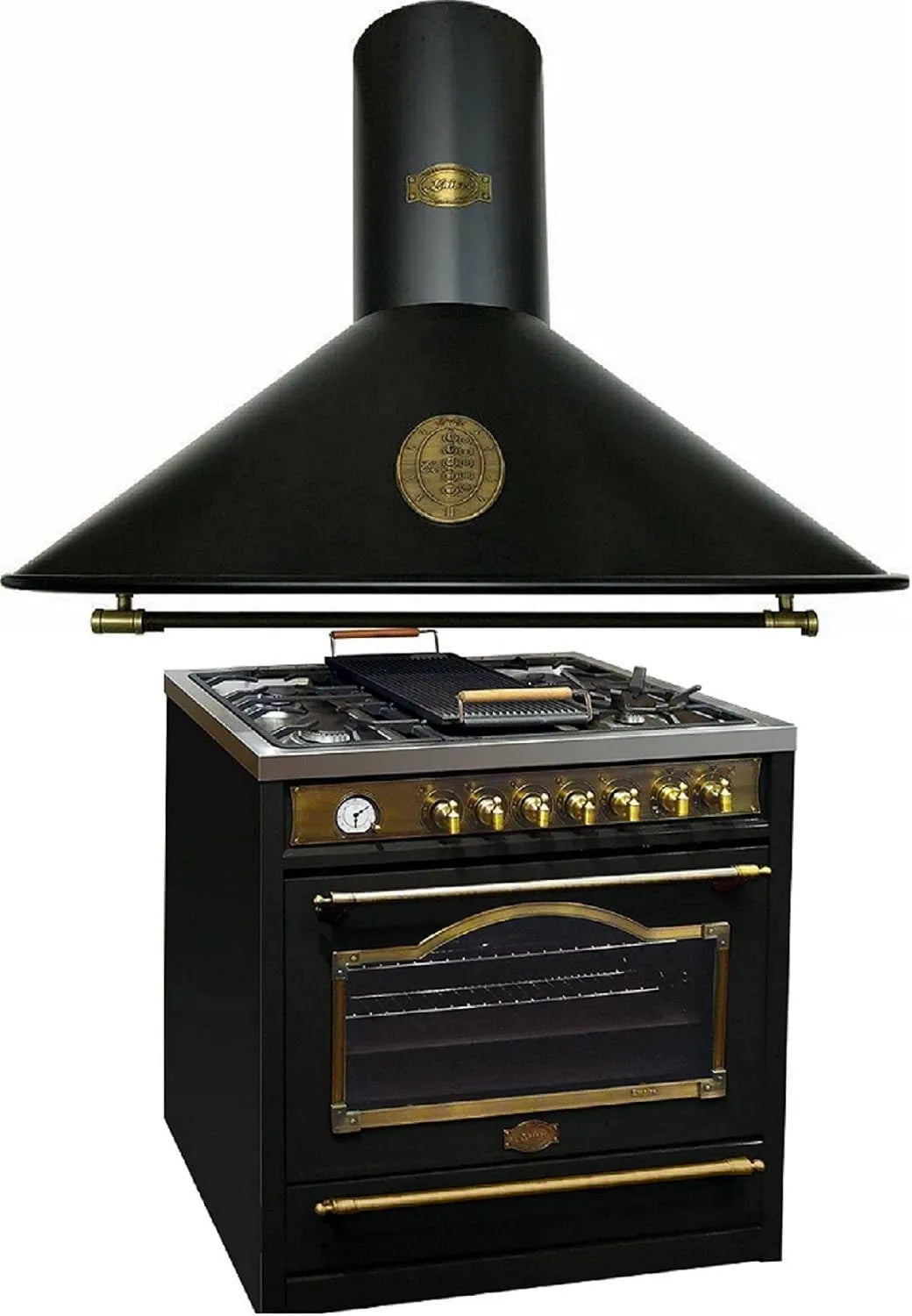 HGE 93555 A 9423 płyta gazowa, 910 m³/h, 90 cm, 115 l, Kaiser Kuchenka gazowa Empire Em+ BE ECO, Belle Époque z metalowymi elementami, Antique Gold