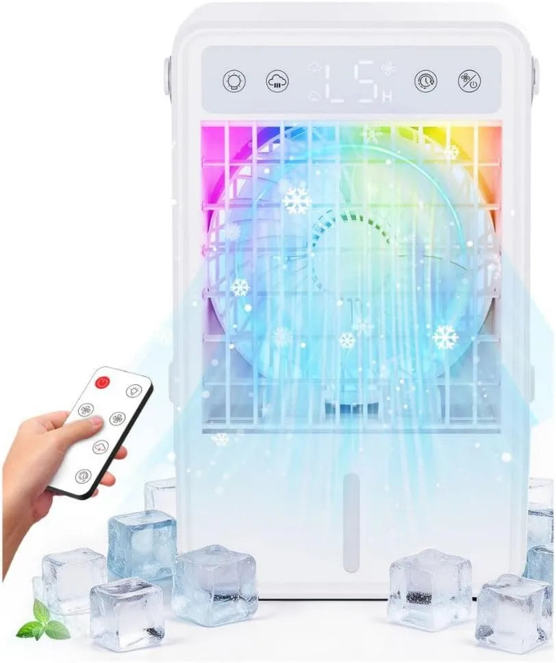 CURVAOP klimatyzator przenośny, Klimatyzator 10H, 1.5 l, przenośny, licznik czasu, duży zbiornik, USB, chłodziarka powietrza 5 prędkości & 3 tryby, USB- C zasilania