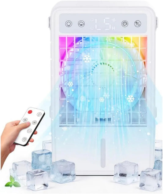 CURVAOP klimatyzator przenośny, Klimatyzator 10H, 1.5 l, przenośny, licznik czasu, duży zbiornik, USB, chłodziarka powietrza 5 prędkości & 3 tryby, USB- C zasilania