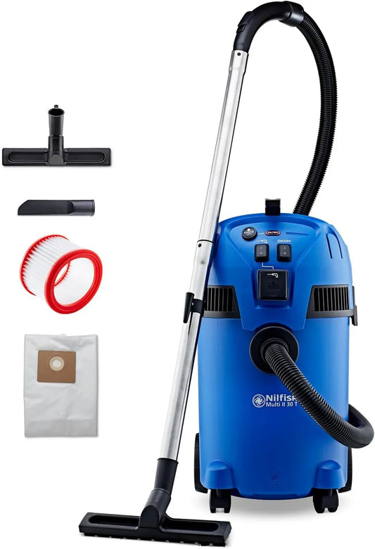 Nilfisk, Odkurzacz II 30 l, 30 l, 1400 W, ssanie elektryczne, Multi T Odkurzacz Woda i pył z gniazdem elektrycznym do domu