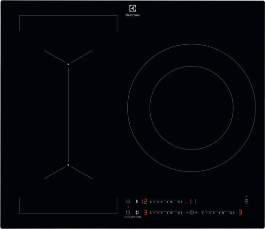 Electrolux płyta grzewcza, Płyta indukcyjna LIV63340CK Hob2Hood, 60 cm, 3 pola grzewcze, stół indukcyjny do gotowania, dotyk, licznik, bez framometru, strefa 28 cm 3, 7 kW
