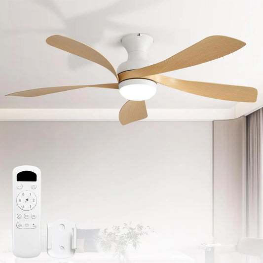 Sofucor, Wentylator, 132 cm, zegar, dekoracja salonu, tłumik, Lampa LED tłumiąca, 3 ustawienia kolorów, 6 prędkości