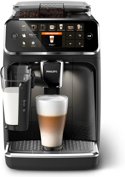 PHILIPS automatyczny ekspres do kawy, 12 napojów, ekspres do kawy ziarno 5400, LatteGo carafe, czarny EP5441 / 50, szlifierka expresso z 4 profilami użytkownika, intuicyjny ekran EP5441/50