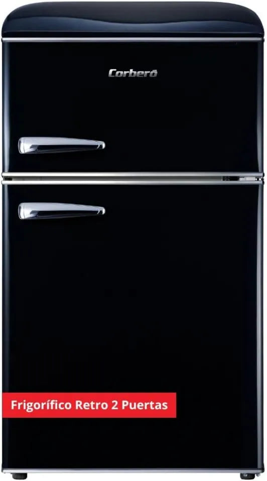 CF2PG90RN lodówka z zamrażarką, 37 dB, 51 cm, lodówka retro statyczna, światło wewnętrzne, nogi poziomujące, 89 x 48 x 51 cm