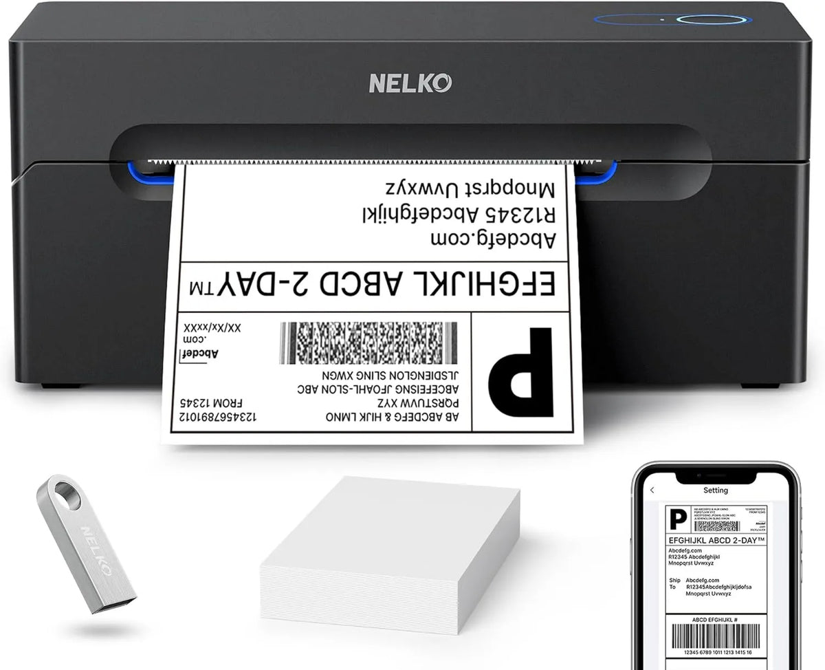 Drukarka, 6 cali, 4 x 6, 150 mm, łączność Bluetooth, zasilanie akumulatorowe, Nelko Bluetooth wysyłka termiczna drukarka etykiet, iPhone i Windows