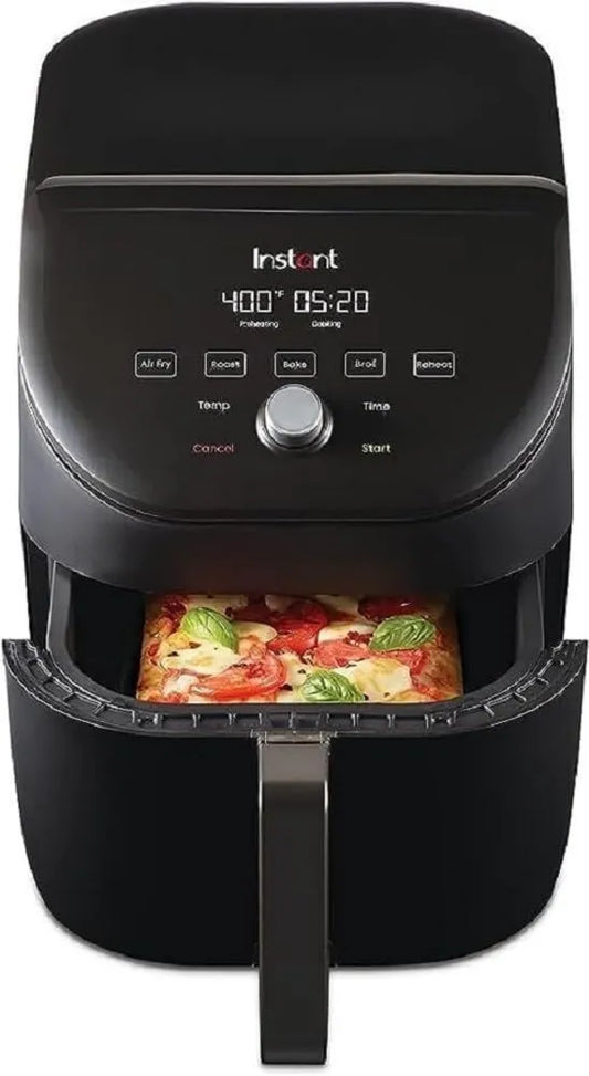 Instant frytkownica beztłuszczowa, suszarka na gorące powietrze, 5.7 l, 1700 W, minutnik, grill, ciasto, wąskie, czarne, natychmiastowe Pot Vortex Slim, olej elektryczny Free Fry 5 w 1