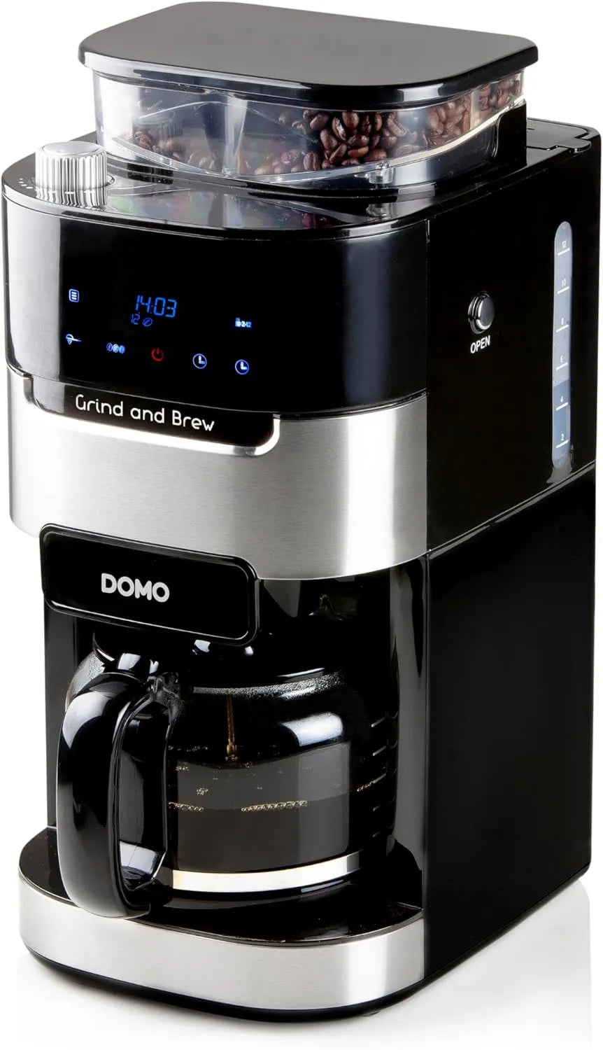 DOMO, DO721K ekspres do kawy, 1, 5 l, LCD, do kawy mielonej lub ziarnistej