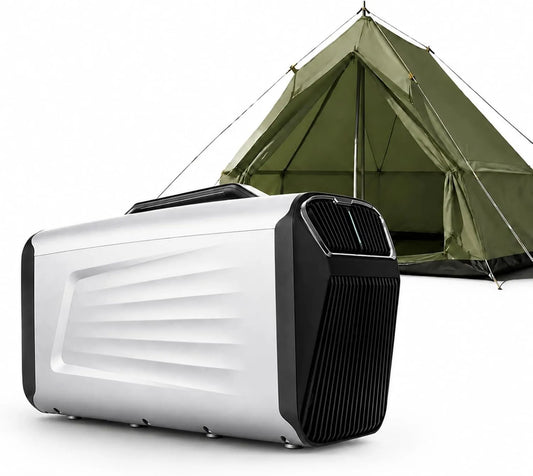 JIMINHUIXIN, Klimatyzator BTU 12 V / 24 V / 220 V, 400 W, 12 V, przenośne, zegar, cichy, kemping, Kompaktowy tłumik 400 W na podstawie Kempingi Caravan 12 V/24 V/220 V