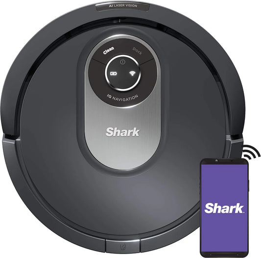 RV2001 robot odkurzający, 10 cm, Shark AI Robot Vacuum, inteligentne mapowanie, odbiór sierści zwierząt domowych, logiczna nawigacja, czarny/srebrny